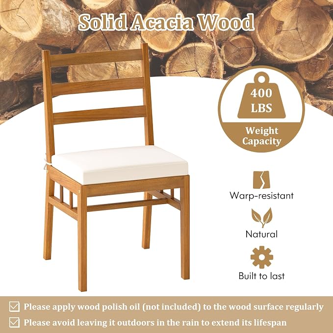 Tangkula 7 Pieces Patio Acacia Wood Dining Set, Outdoor Heavy Duty Rectangular - Image 7