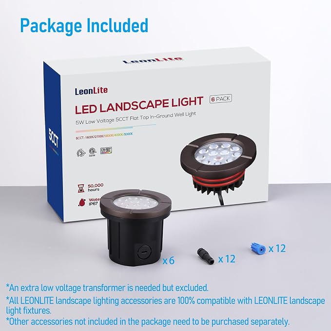 LEONLITE Dia. 4 Inch 5CCT Well Lights Landscape LED In Ground, 5 Color - Image 9