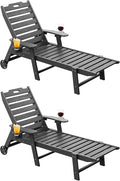 Carauci Lounge Chair Outdoor Set of 2, HDPE Chaise Lounge by Carauci