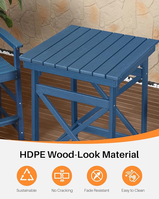 HDPE Outdoor Bar Table, All Weather HDPE High Top Pub Table, Square HDPE Patio - Image 5