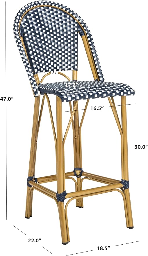 Safavieh PAT4008A Collection Ford Navy and White Indoor/Outdoor Stacking French - Image 3