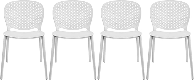 2xhome Set of 4 Patio Dining Chairs | Modern Stackable Outdoor Pool Side Chair by 2xhome