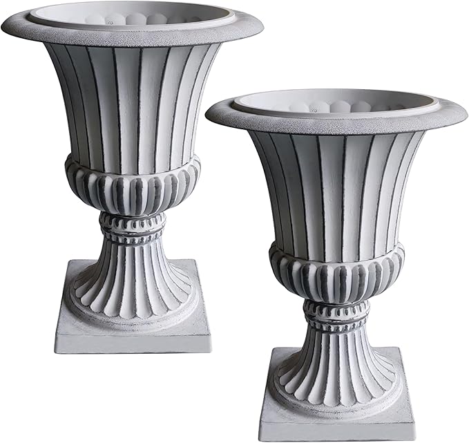 Urn Planters 22", Tall Stone-Resin Pedestal Planters by Austram