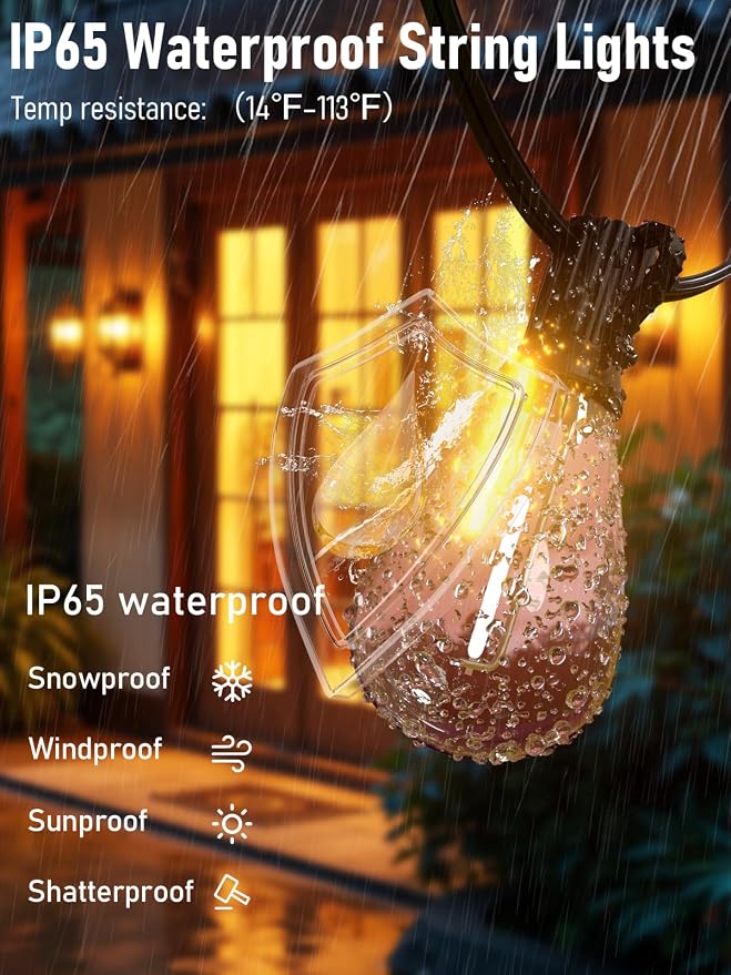 luckystyle 150FT LED Outdoor String Lights - Image 3