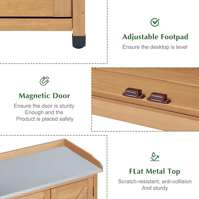 Outdoor Storage Cabinet & Potting Bench Table - Image 6