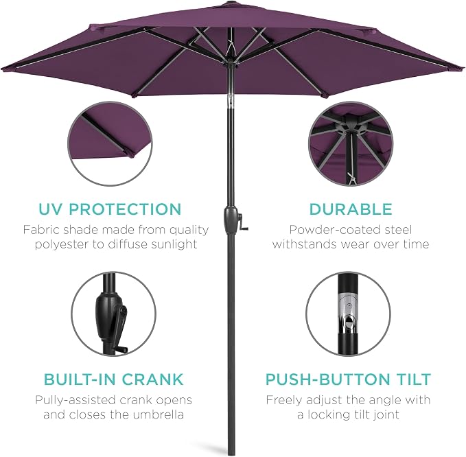Best Choice Products 7.5ft Heavy-Duty Round Outdoor Market Table Patio Umbrella - Image 5