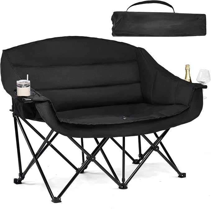 Double Camping Chair Padded Loveseat Chair by PUVASIA