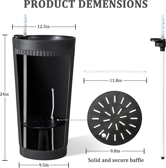 Self Watering Tall Black Planters Outdoor Set of 2, 24” Flower Pots Planters - Image 5