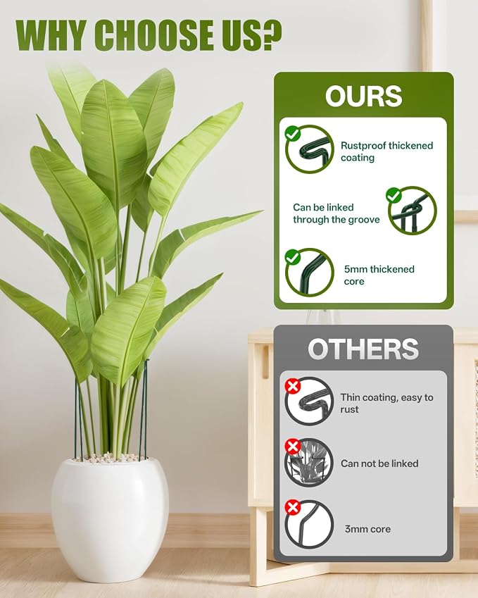 Joyhalo 12 Pack Peony Cages and Supports, 32 Inch Adjustable Plant Stakes - Image 5