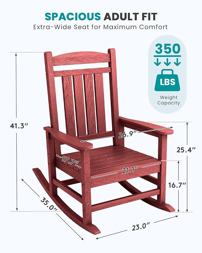 SERWALL Patio Rocking Chairs Set of 2, HDPE Outdoor Rockers - Image 3