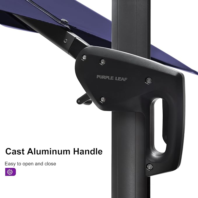 PURPLE LEAF 11.5' X 11.5' Telescopic Patio Umbrella Outdoor Cantilever Umbrella - Image 7