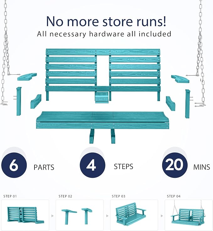 KINGYES Outdoor Hanging Patio Swing Set, 2 Seat Swing Chair - Image 4