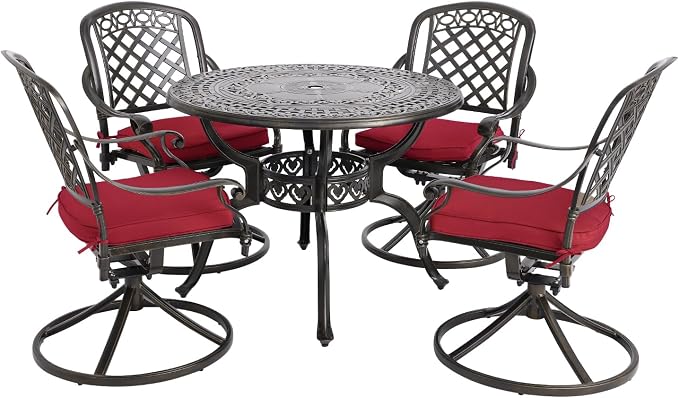 Cast Aluminum Outdoor Patio Dining Set, All Weather Outdoor Furniture Dining Set by Sumshadow