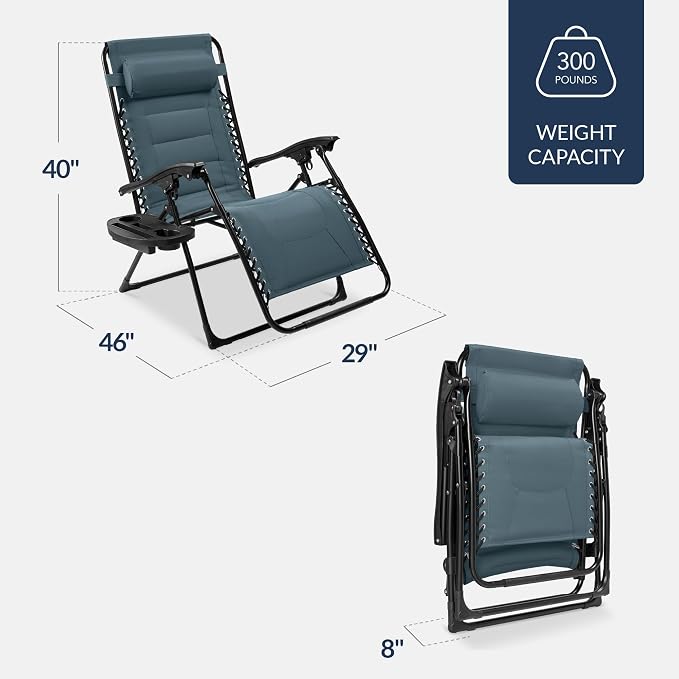 Best Choice Products Oversized Padded Zero Gravity Chair, Folding Outdoor Patio - Image 2