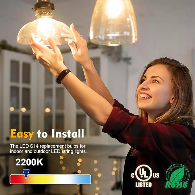 48 Pack LED S14 Replacement Light Bulbs, Shatterproof Outdoor 1 Watt to Replace - Image 2