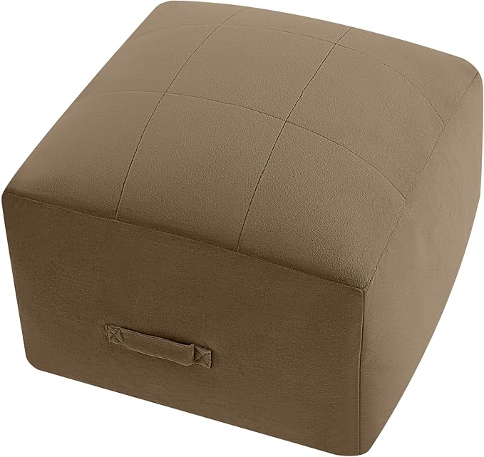 MeMoreCool Square Stuffed Pouf Ottoman Foot Rest, Floor Pouf Foot Stool by MeMoreCool
