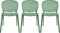 2xhome Set of 3 Patio Dining Chairs | Modern Stackable Outdoor Pool Side Chair by 2xhome