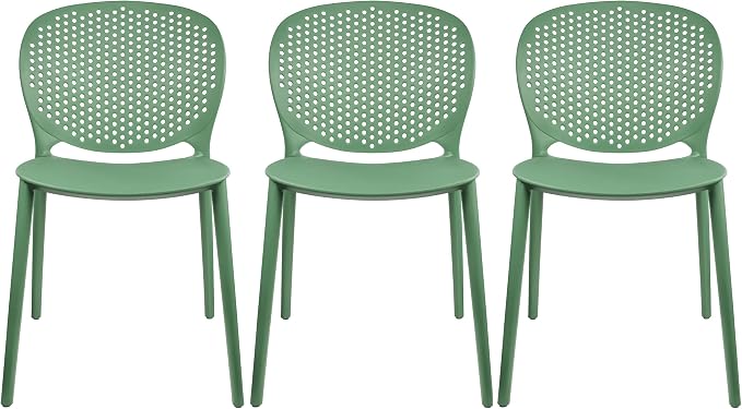 2xhome Set of 3 Patio Dining Chairs | Modern Stackable Outdoor Pool Side Chair by 2xhome