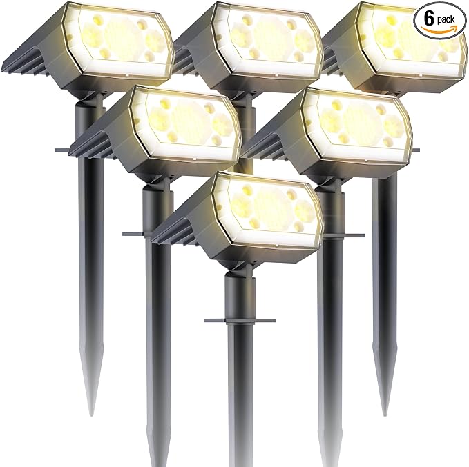 6 Packs Solar Spot Lights Outdoor, 64 LED 3000K Solar Lights Outdoor, IP67 by Unknown
