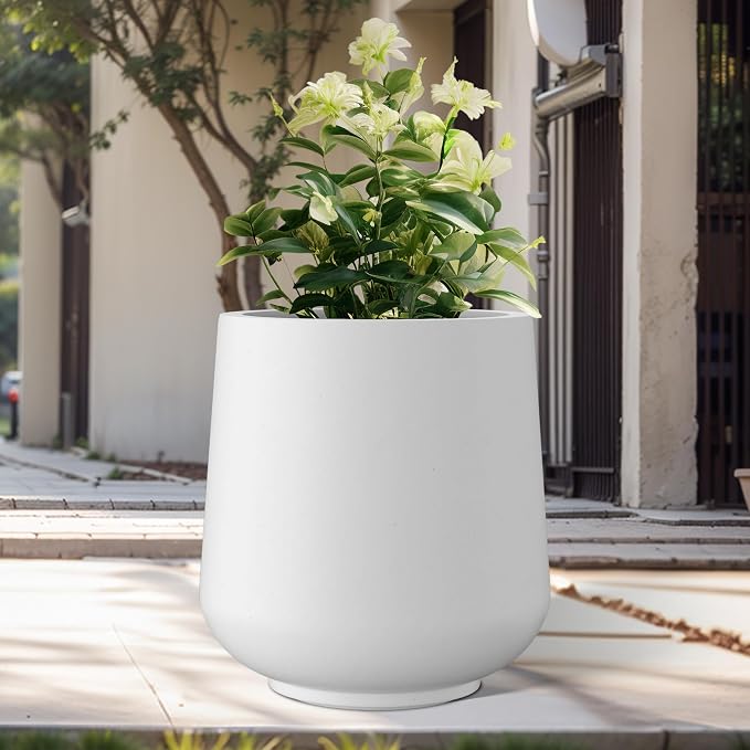Kante 15.3" Dia Round Concrete Planter, Outdoor Indoor Large Plant Pots - Image 5
