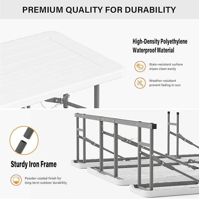 VINGLI Folding Picnic Table and Bench Set, Portable Outdoor Dining Furniture - Image 6