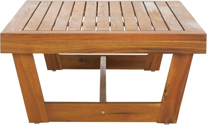 SAFAVIEH Outdoor Patio Furniture Collection Lynn Natural Brown Slatted Top - Image 7