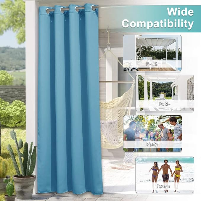 NICETOWN Outdoor Curtain for Patio Waterproof Extra Wide 100 in, Sun Blocking - Image 6