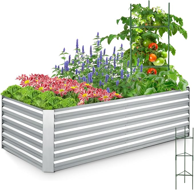 Quictent Galvanized Raised Garden Bed 6x3x2 Ft Metal Planter Box Bottomless by QUICTENT