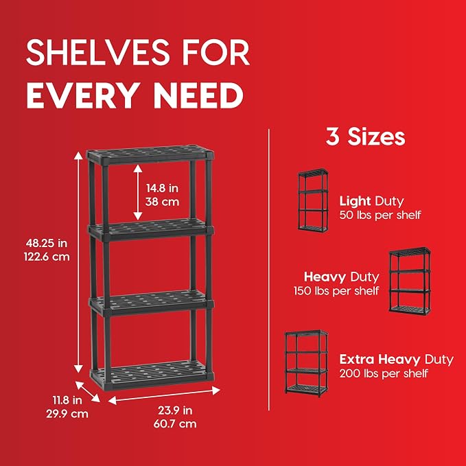 IRIS USA 4-Shelf Light Duty Plastic Storage Shelves, 200lb Capacity, Medium - Image 3