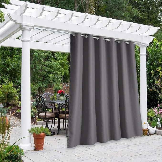 NICETOWN Patio Door Grey Curtains Waterproof 95 inch Length, 84 inch Wide by NICETOWN