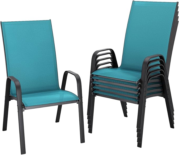 JEAREY Patio Dining Chairs Set of 6, Outdoor Stackable Dining Furniture Set by JEAREYOutdoorsCollection