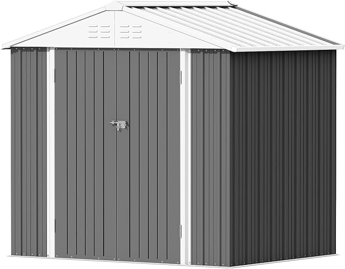 Devoko Outdoor Storage Shed 8 x 6 FT Lockable Metal Garden Shed Steel by DEVOKO