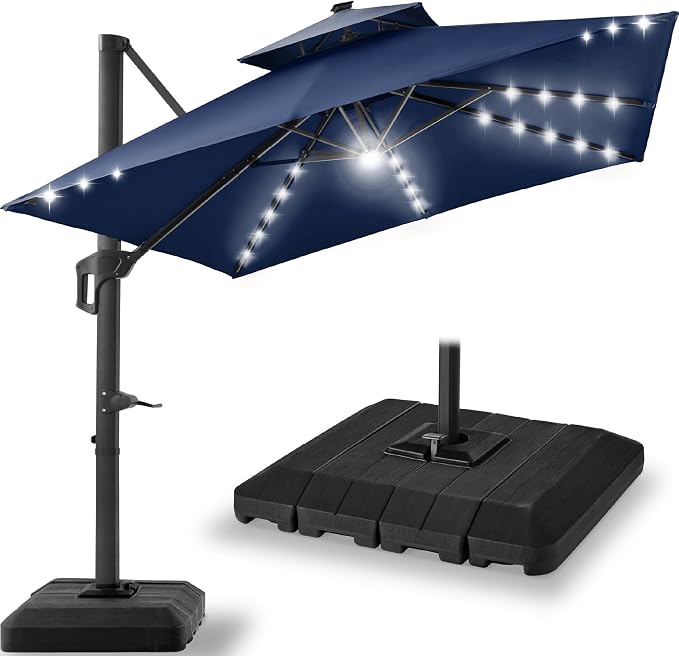 Best Choice Products 9x12ft LED Cantilever Patio Umbrella w/Base Included & by BestChoiceProducts