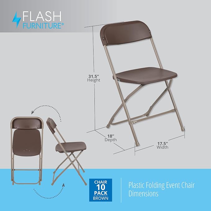 Flash Furniture Hercules Series Plastic Folding Chair Brown - Image 3