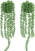 Floweroyal 2pcs Fake Hanging Plants Fake Potted String of Pearls Succulent by FloweroyalCrafts