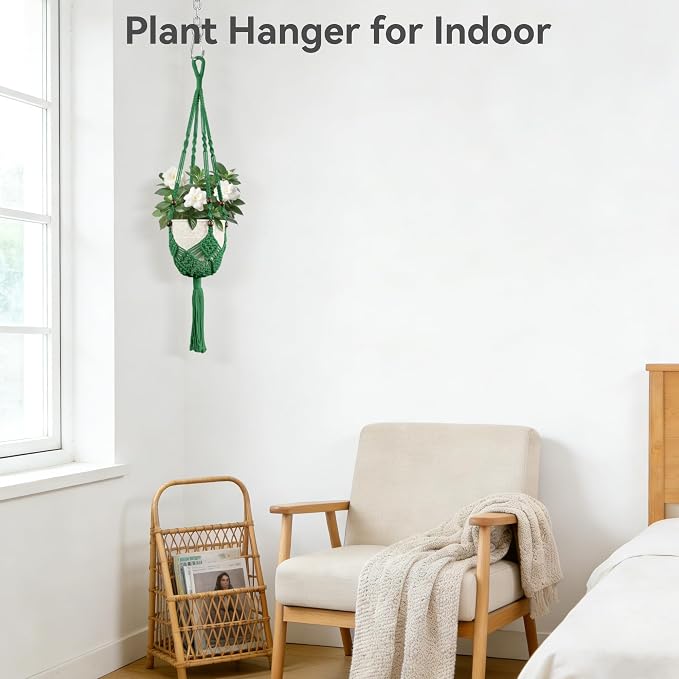 USLAI Macrame Plant Hanger Indoor Outdoor, Fits 3 to 6.5 inch Pots, Hanging - Image 4