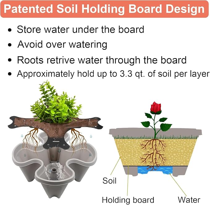 Vertical Planter 3 Tier Stackable Planters Garden Planters Strawberry Herb - Image 3