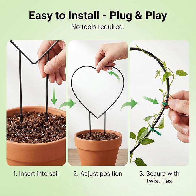 2 Pcs Heart Shaped Plant Trellis Indoor - Image 5