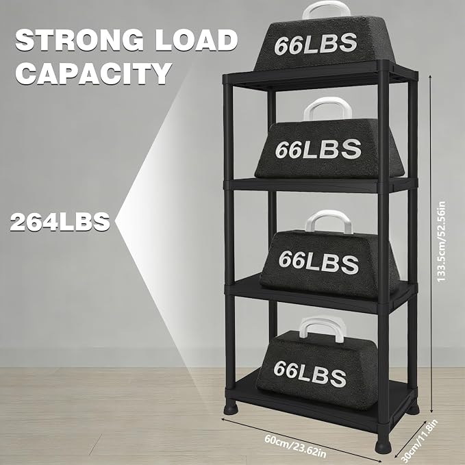 Plastic Storage Shelves, 11.8" D x 23.62" W x 52.56" H Plastic Shelves - Image 3
