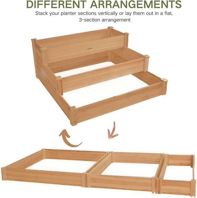 3-Tier Raised Garden Bed with Fabric Liner, Wood Elevated Planter Box with - Image 6