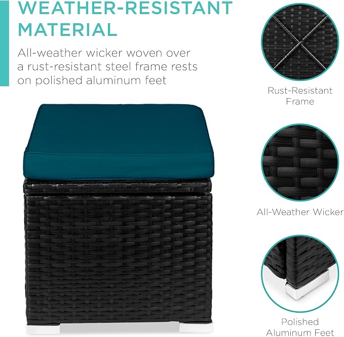 Best Choice Products Set of 2 Wicker Ottomans, Additional Seating, Side Table - Image 4