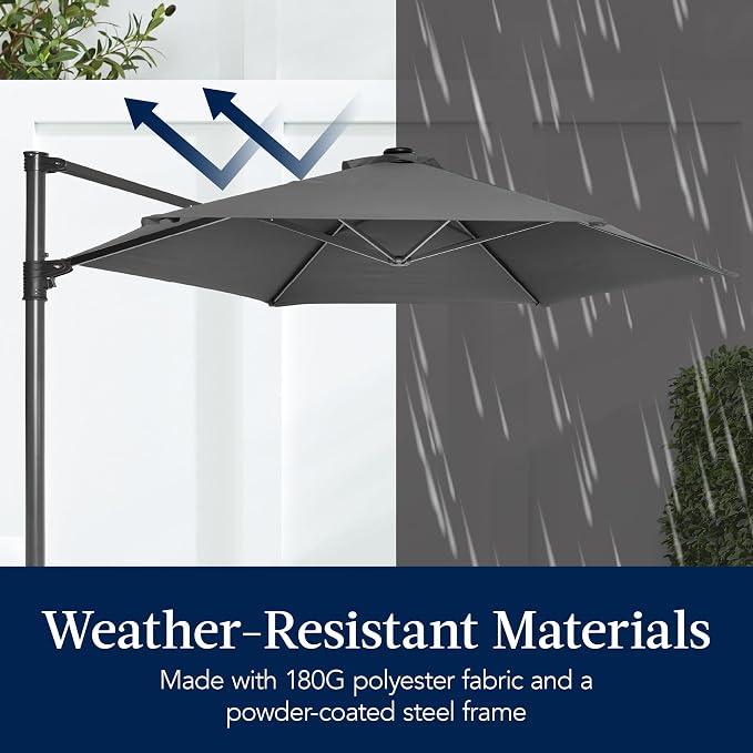 Best Choice Products 10ft Solar LED Offset Cantilever Hanging Market Patio - Image 6