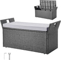 VEVOR Outdoor Storage Bench, 2-Person PE Rattan Storage Bench, 40 Gal Deck Box by VEVOR