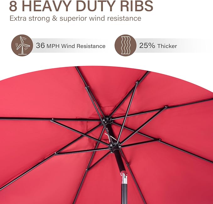 Backyard Expressions 9 ft. Patio Umbrella, Market Table Umbrella w/Tilt and - Image 2