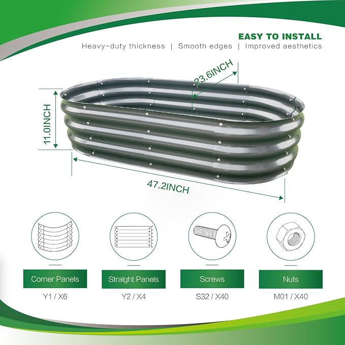 Gardmax 2 Pack Galvanized Raised Garden Bed, Lightweight Planter Boxes Outdoor - Image 4