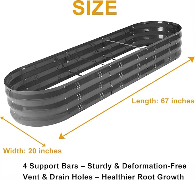 GADI 67-Inch Raised Garden Bed, Metal Planter Box - Image 3