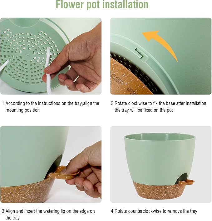 Big Self Watering Pots 12/10/9 inch, Plant Pots - Image 4