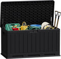 JUMMICO 90 Gallon Waterproof Resin Deck Box, Double Wall Outdoor Storage Box by JUMMICO