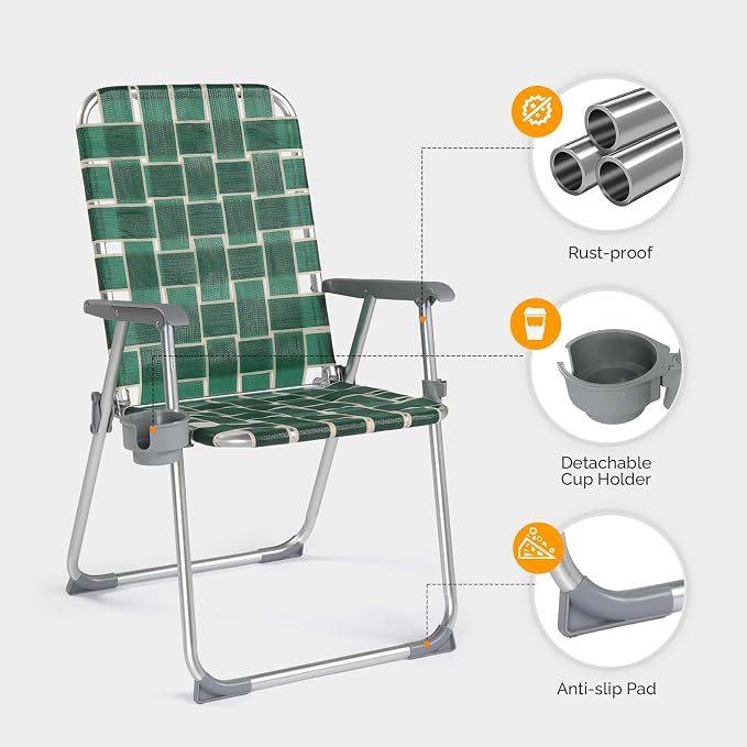VINGLI Folding Aluminum Webbed Lawn Chairs - Image 5