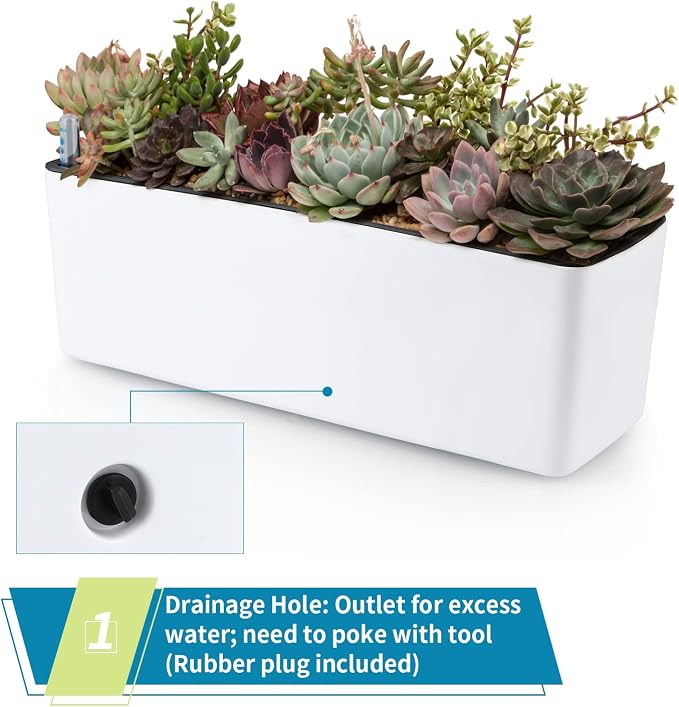 Skelang 2-Pack Self Watering Planter, Rectangle Flower Pot - Image 5